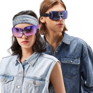 MASTER MASSAGE EQUIPMENT E10 Electric Smart Fashion Mini Eye Massager with Heat Lightweight Reduce Eye Strain Dark Circles Dry Eye Care, Improve Sleep Massage Mask, Gradient Purple+Aurora Blue